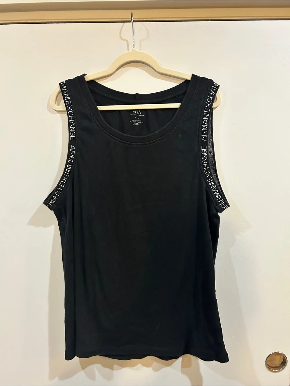 Armani Exchange Black Logo-Trim Sleeveless Tank